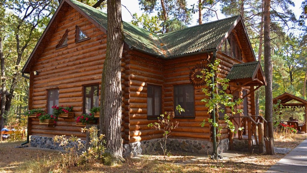 Дерев’яний котедж у сосновому лісі — комфортний сімейний відпочинок восени в заміському комплексі Лісотель